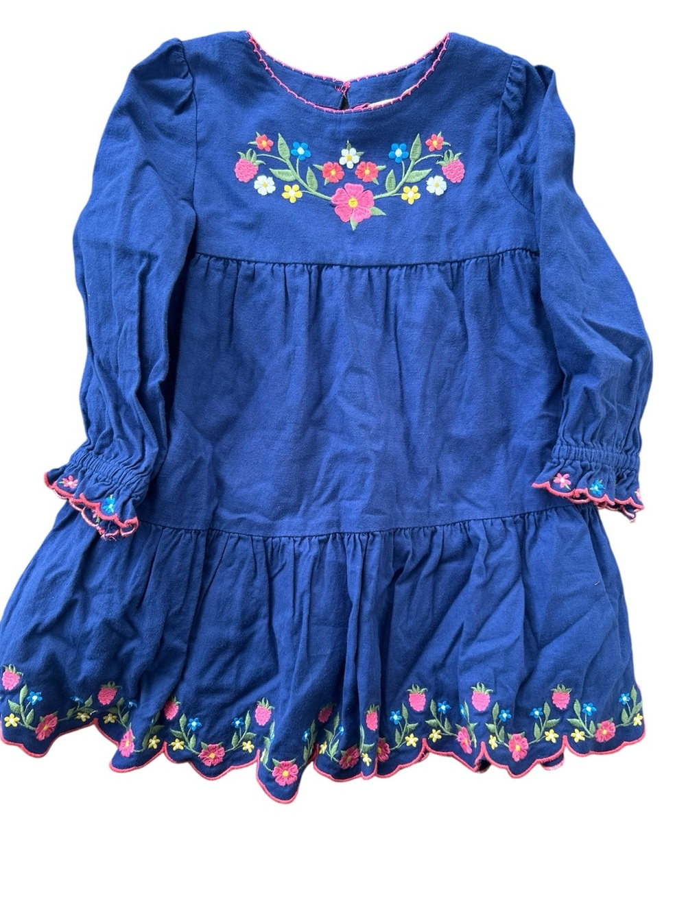 Mini Boden Betsy Tiered Twirly Dress Floral Embroidery 3-4 Years Girls